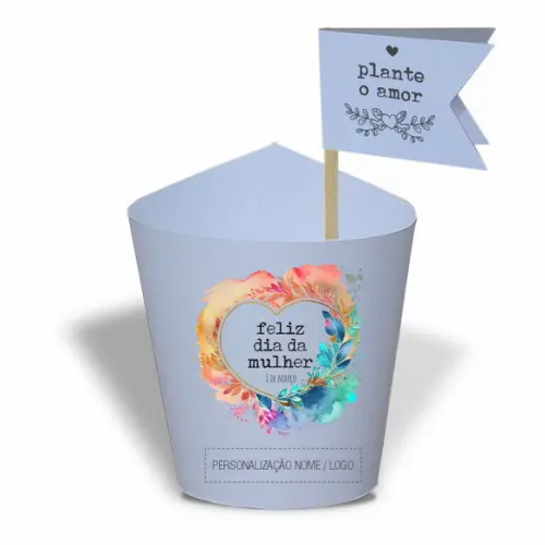Rótulo Mini Suculenta Dia da Mulher, Personalizado. Mod.01