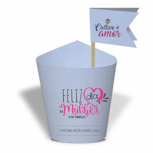 Rótulo Mini Suculenta Dia da Mulher, Personalizado. Mod.02