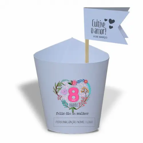 Rótulo Mini Suculenta Dia da Mulher, Personalizado. Mod.03