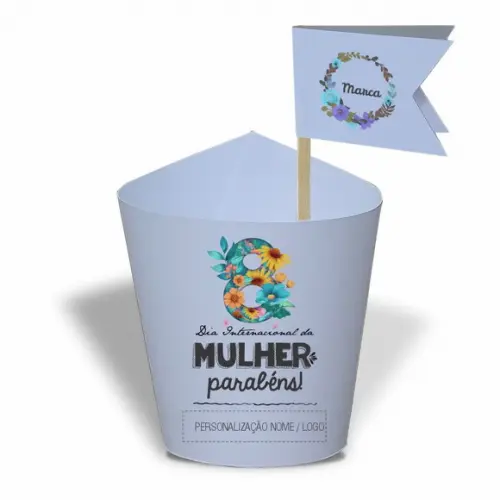 Rótulo Mini Suculenta Dia da Mulher, Personalizado. Mod.05