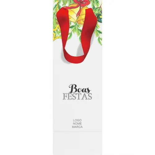 Sacola Garrafa Personalizada Natal e Boas Festas. Mod054.