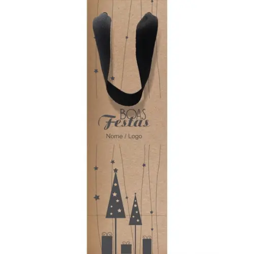 Sacola Garrafa Personalizada Natal e Boas Festas. Mod062.