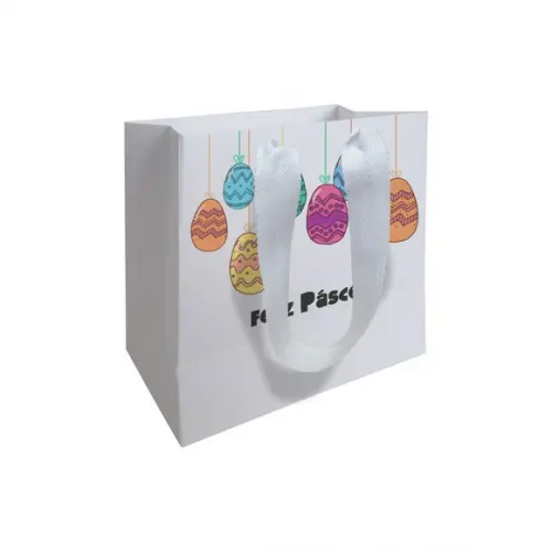 Sacolinha com Alça, Feliz Páscoa, Personalizada. Mod.01.