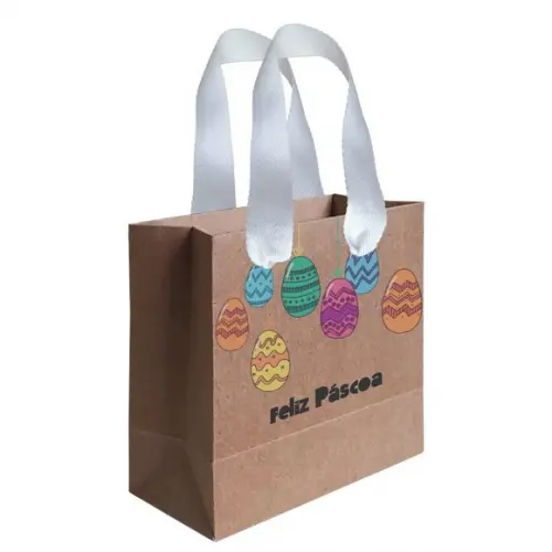 Sacolinha com Alça, Feliz Páscoa, Personalizada. Mod.01.