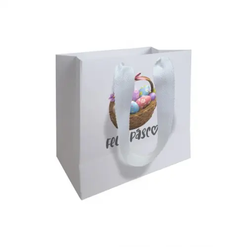 Sacolinha com Alça, Feliz Páscoa, Personalizada. Mod.02.
