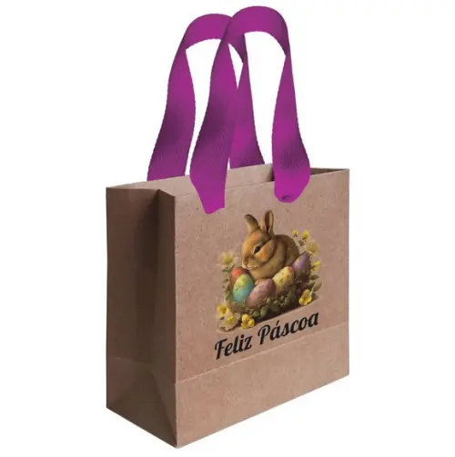 Sacolinha com Alça, Feliz Páscoa, Personalizada. Mod.04.