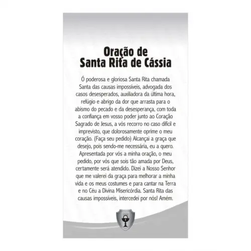 SANTA RITA DE CÁSSIA | CARTÃO DE BOLSO + MINI IMAGEM