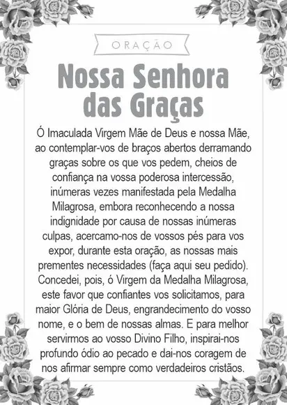 Santinho Nossa Senhora das Graças. Pcte c/ 250 Unids