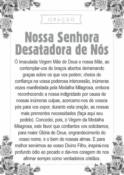 Santinho Nossa Senhora Desatadora de Nós. Pcte c/ 250 Unids