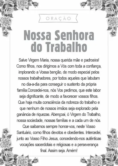 Santinho Nossa Senhora do Trabalho. Pcte c/ 250 Unids