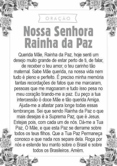 Santinho Nossa Senhora Rainha da Paz. Pcte c/ 250 Unids