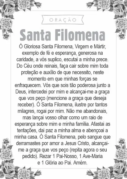 Santinho Santa Filomena. Pcte c/ 250 Unids