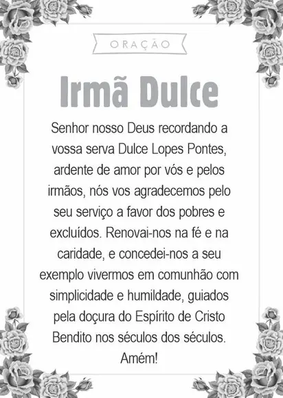 Santinho Santa Irmã Dulce. Pcte c/ 250 Unids