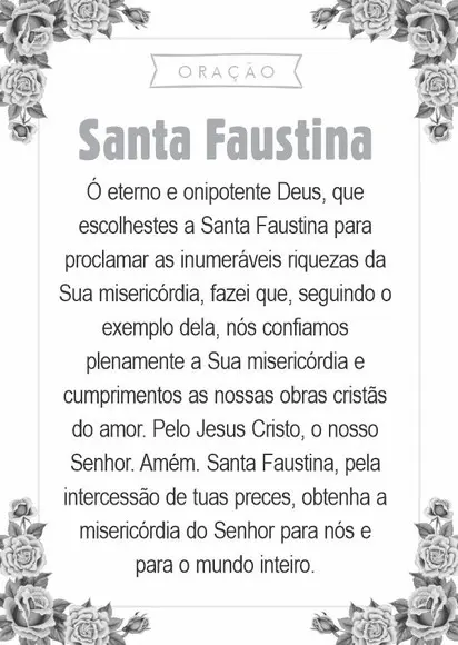 Santinho Santa Faustina. Pcte c/ 250 Unids
