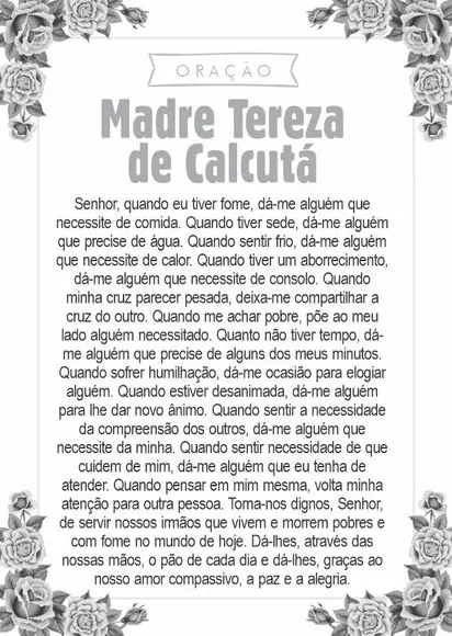Santinho Santa Madre Tereza de Calcutá. Pcte c/ 250 Unids