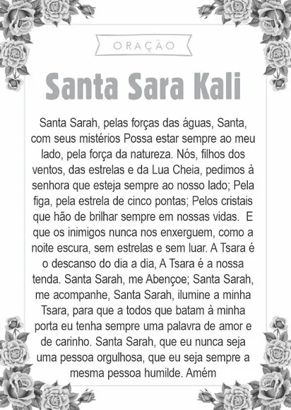 Santinho Santa Sara Kali. Pcte c/ 250 Unids