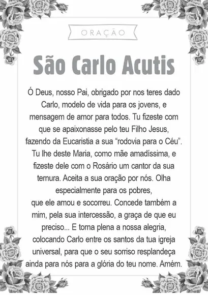 Santinho São Carlo Acutis. Pcte c/ 250 Unids