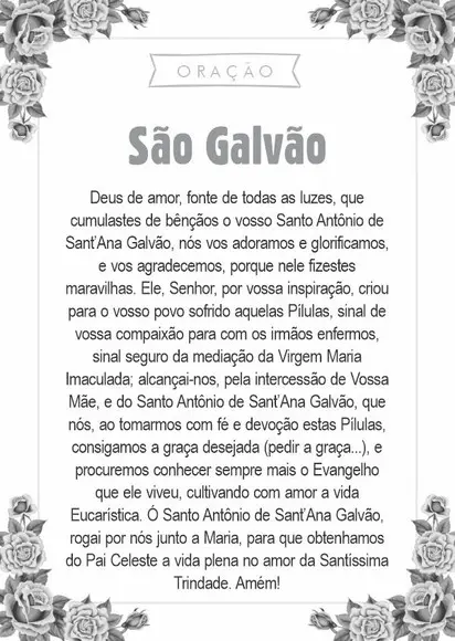 Santinho São Galvão. Pcte c/ 250 Unids