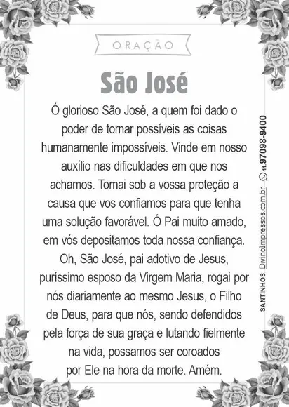 Santinho São José. Pcte c/ 250 Unids