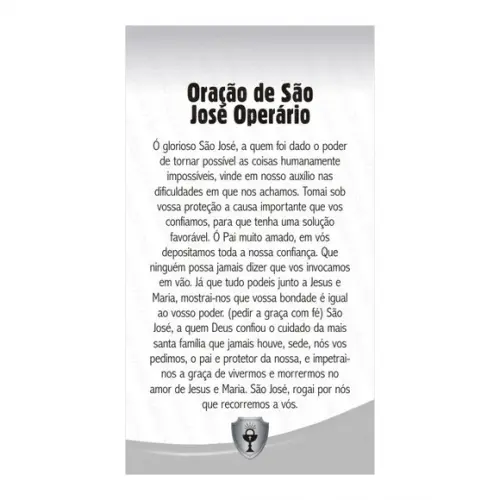 SÃO JOSÉ OPERÁRIO | CARTÃO DE BOLSO + MINI IMAGEM