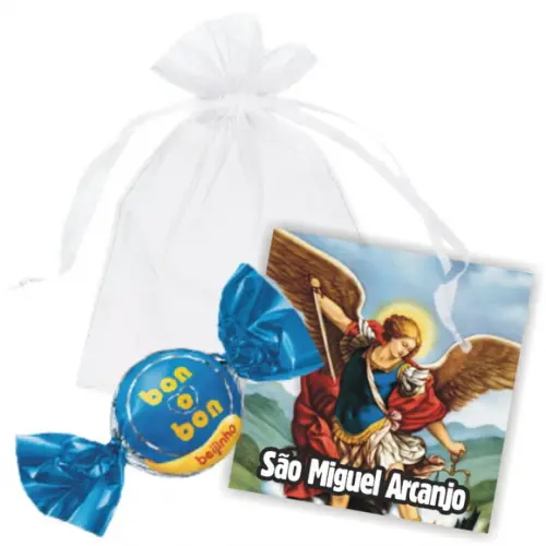 SAQUINHO DE ORGANZA + MINI CARTÃO - ANJO DA GUARDA MOD.05