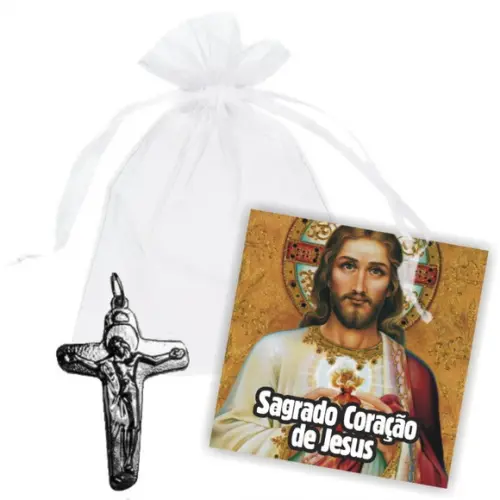 SAQUINHO DE ORGANZA + MINI CARTÃO - CRISTO MOD.01