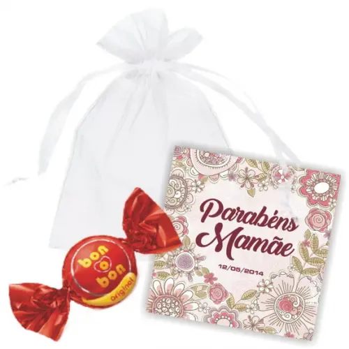 SAQUINHO DE ORGANZA + MINI CARTÃO - MÃES