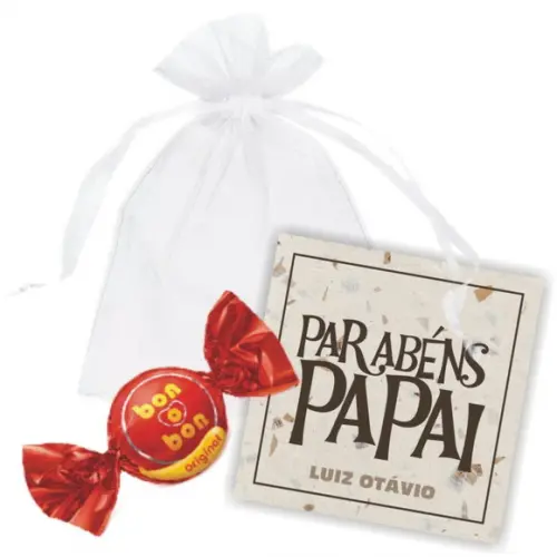 SAQUINHO DE ORGANZA + MINI CARTÃO - PAIS