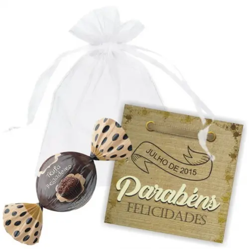 SAQUINHO DE ORGANZA + MINI CARTÃO - PARABÉNS III
