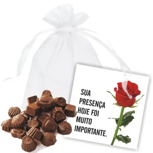 SAQUINHO DE ORGANZA + MINI CARTÃO - PRESENÇA