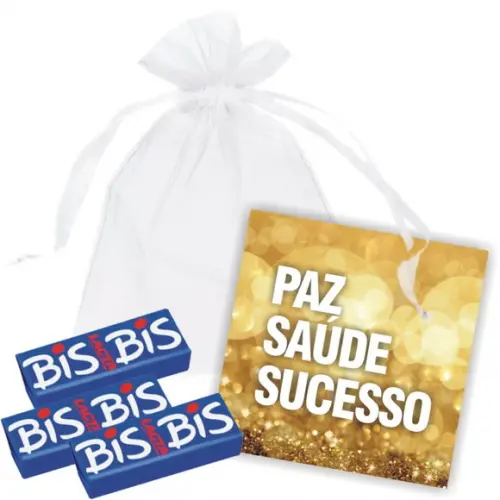 SAQUINHO DE ORGANZA + MINI CARTÃO - PAZ SAÚDE SUCESSO