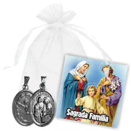 SAQUINHO DE ORGANZA + MINI CARTÃO - SAGRADA FAMÍLIA MOD.03