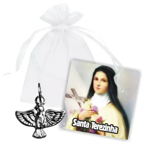 SAQUINHO DE ORGANZA + MINI CARTÃO - SANTA TEREZINHA