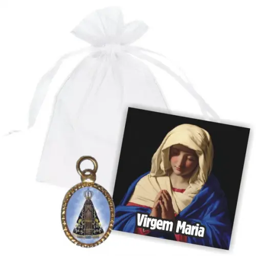 SAQUINHO DE ORGANZA + MINI CARTÃO - VIRGEM MARIA MOD.02