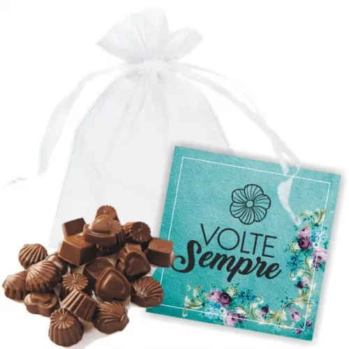 SAQUINHO DE ORGANZA + MINI CARTÃO - VOLTE