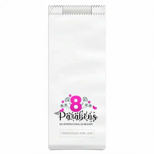Saquinho de Papel Dia da Mulher, Personalizado. Mod.04