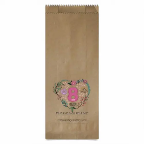 Saquinho de Papel Dia da Mulher, Personalizado. Mod.03