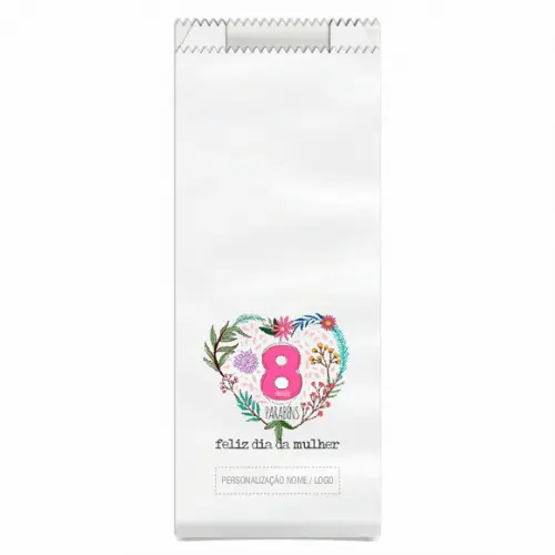 Saquinho de Papel Dia da Mulher, Personalizado. Mod.03