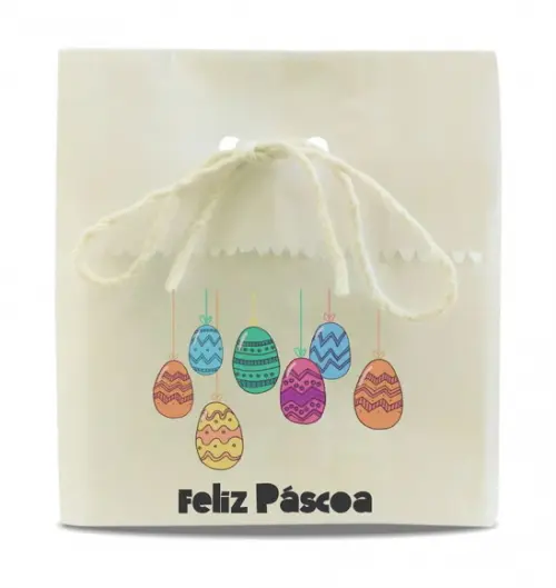 Saquinho de Papel Feliz Páscoa, Person, Furo/cordão. Mod1