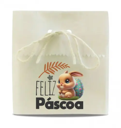 Saquinho de Papel Feliz Páscoa, Person, Furo/cordão. Mod5