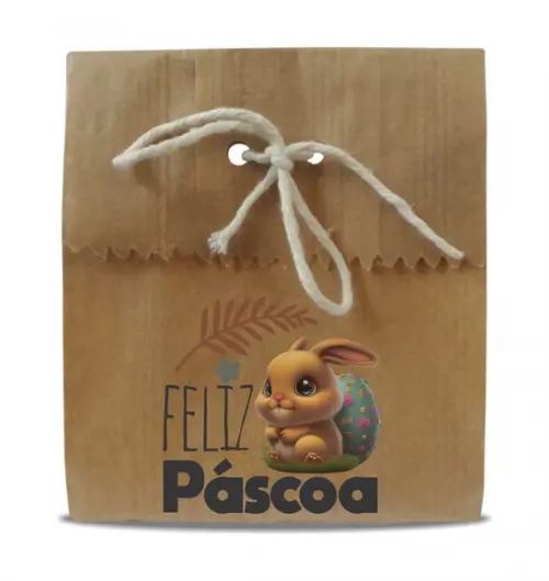 Saquinho de Papel Feliz Páscoa, Person, Furo/cordão. Mod5