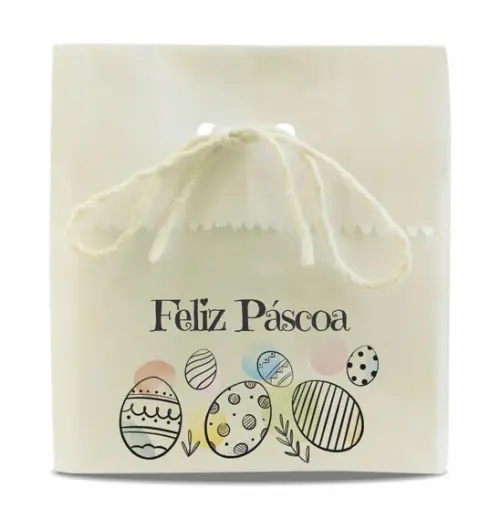 Saquinho de Papel Feliz Páscoa, Person, Furo/cordão. Mod9