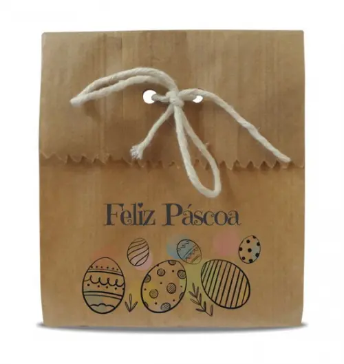 Saquinho de Papel Feliz Páscoa, Person, Furo/cordão. Mod9