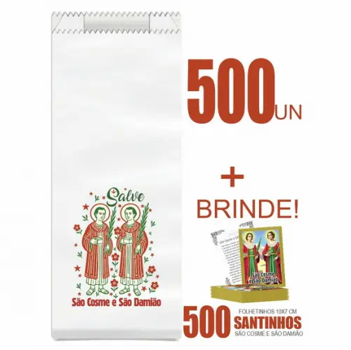 Saquinho de Papel São Cosme e São Damião + Brinde. c/ 500un