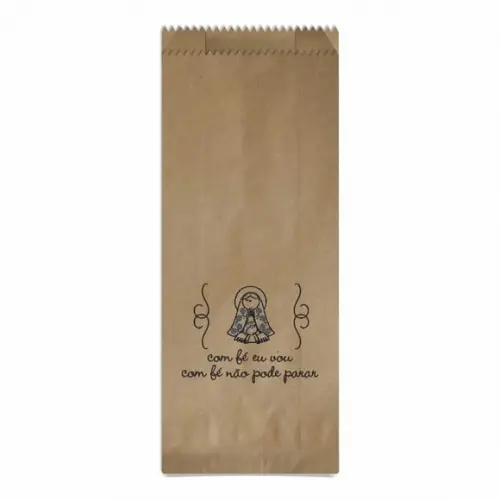 Saquinho Kraft Simples Personalizado - com Fé Eu Vou