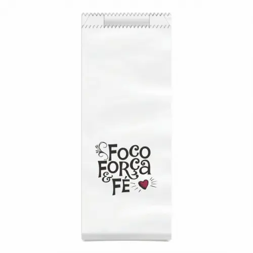SAQUINHO KRAFT SIMPLES PERSONALIZADO - FOCO FORÇA FÉ