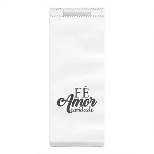 SAQUINHO KRAFT SIMPLES PERSONALIZADO - FÉ AMOR CARIDADE
