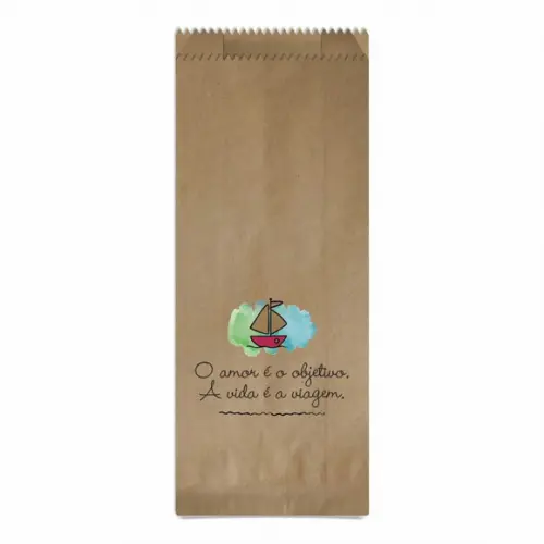SAQUINHO KRAFT SIMPLES PERSONALIZADO - O AMOR É A VIAGEM...