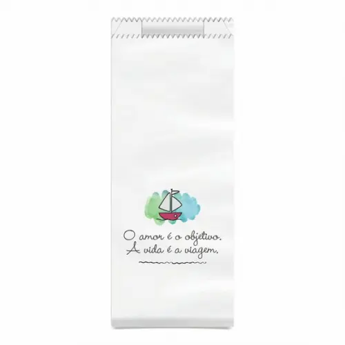 SAQUINHO KRAFT SIMPLES PERSONALIZADO - O AMOR É A VIAGEM...