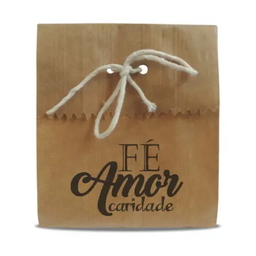 SAQUINHO PAPEL PERSONALIZADO - FÉ AMOR CARIDADE